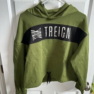 Treign Olive Green Cropped Hoodie L